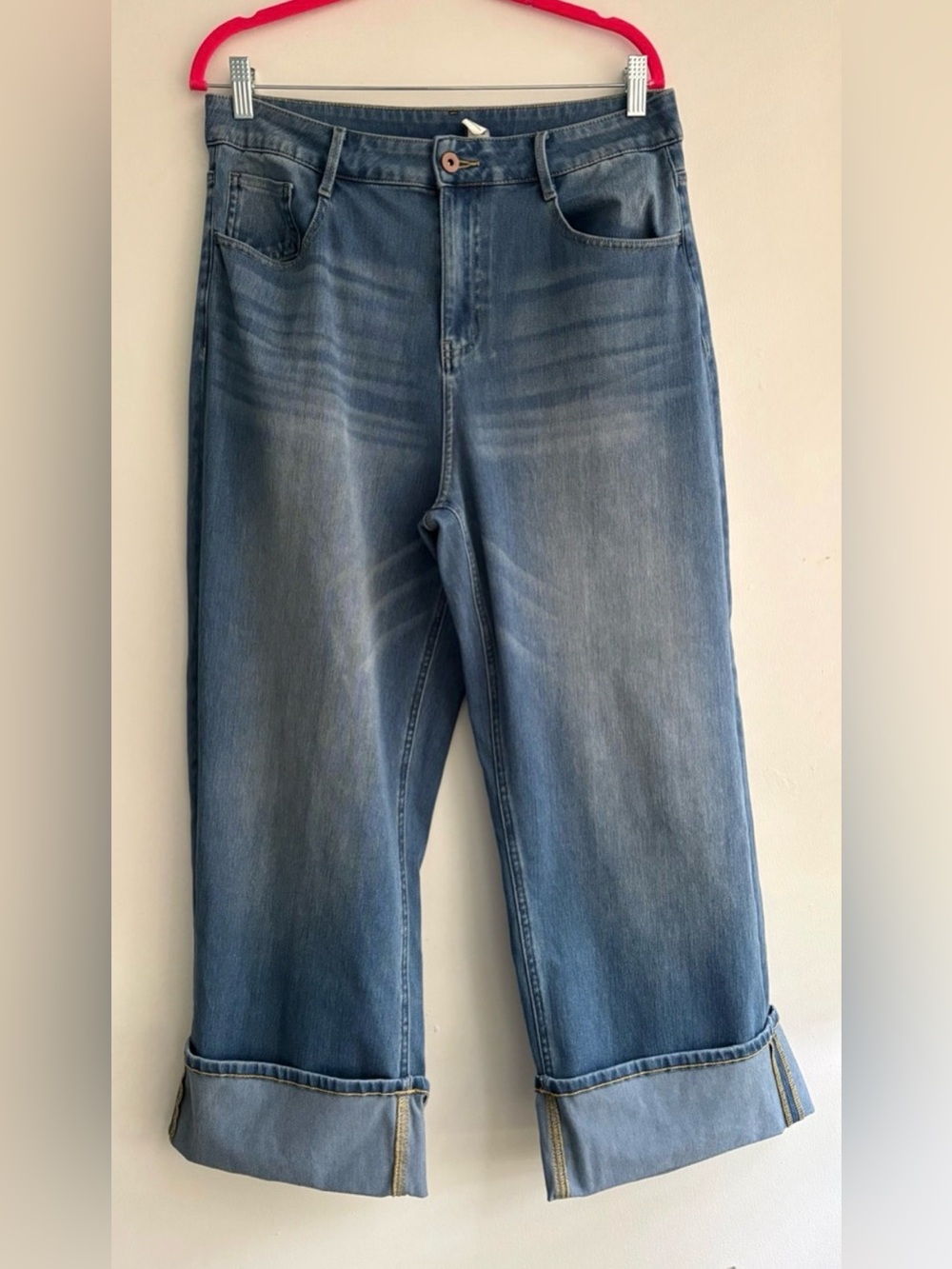 Halara Flex High Rise Wide Leg Cuffed Jeans XL